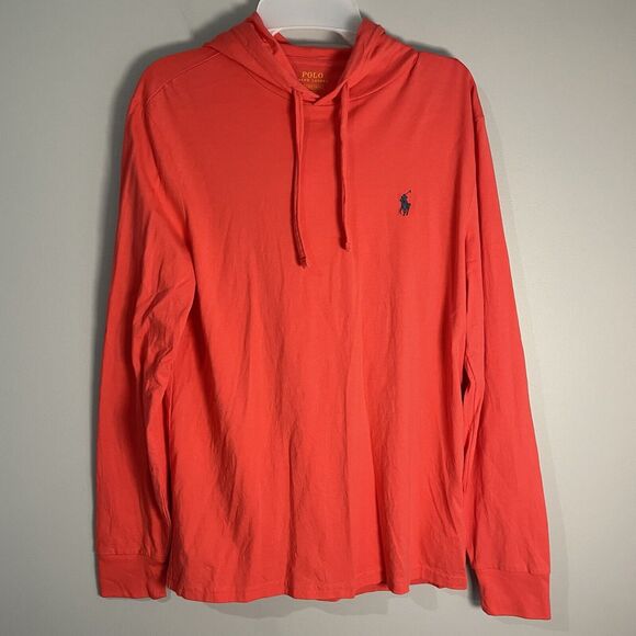 Polo Ralph Lauren Coral Red Hoodie Shirt Size Small Pullover Lightweight Preppy - Picture 10 of 13